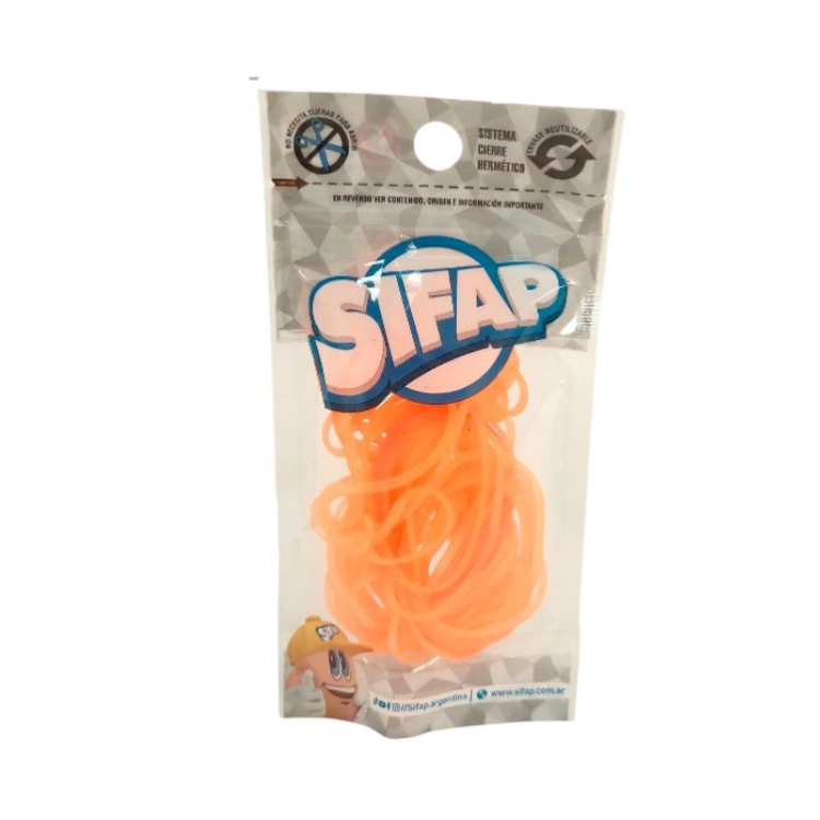 Bandas Elasticas de Caucho Sifap Naranja Fluo x 16grs Art.88170